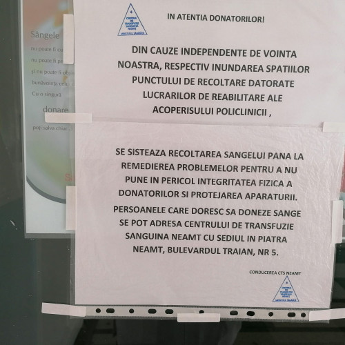 Inundații la Policlinica Roman din cauza lucrărilor de reabilitare