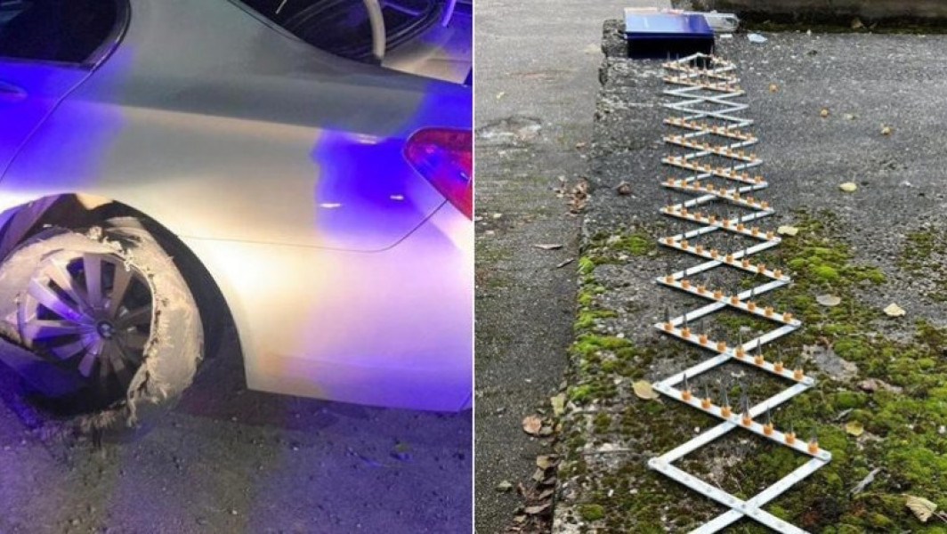 Bolid oprit cu dispozitiv SPIKE după fuga șoferului de filtrul polițiștilor.