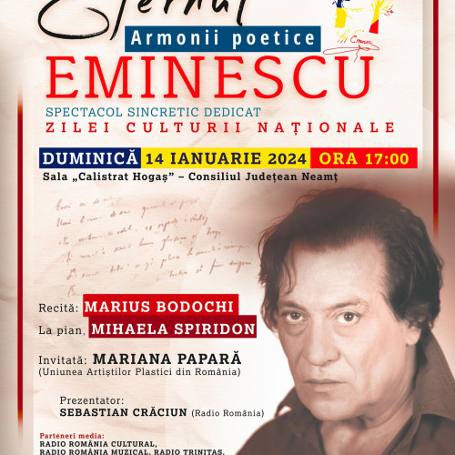 Primul eveniment cultural artistic în 2024: "Armonii Poetice - Eternul Eminescu