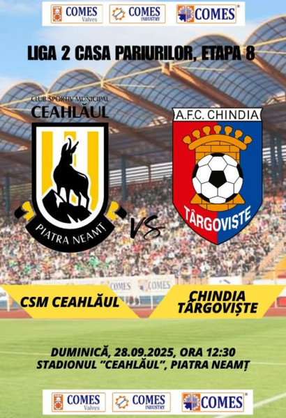 CSM Ceahlăul joacă acasă cu Chindia Târgovişte în etapa a 8-a