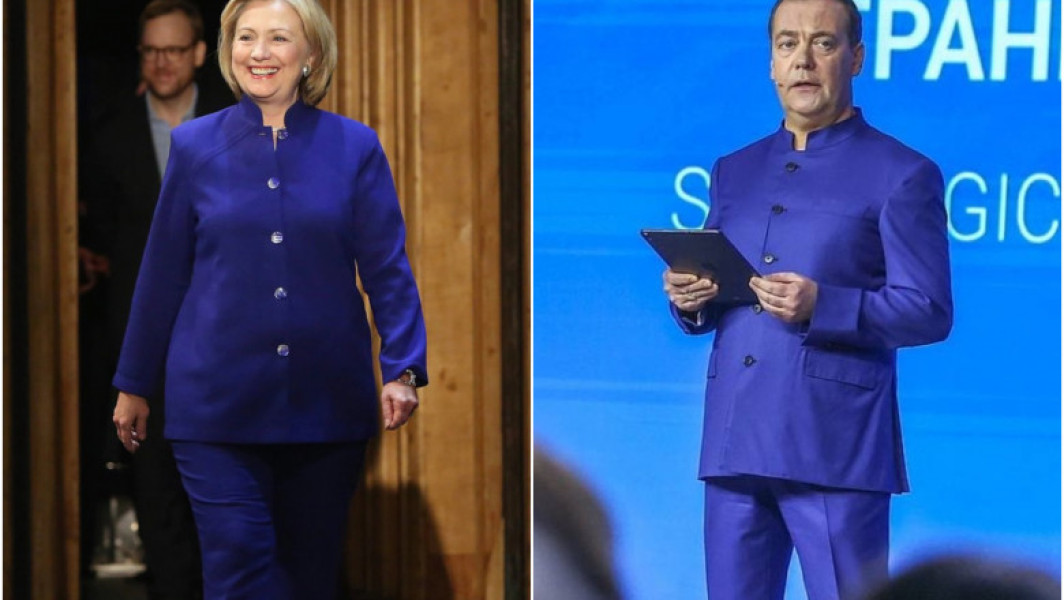 Title: "Glume la adresa lui Medvedev pentru costumul inspirat din Hillary Clinton